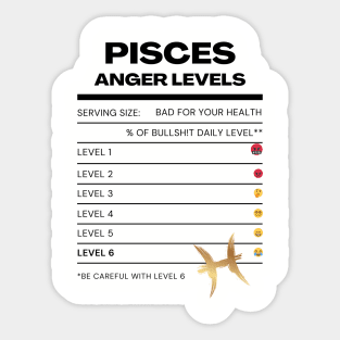 PISCES ANGER LEVELS Sticker